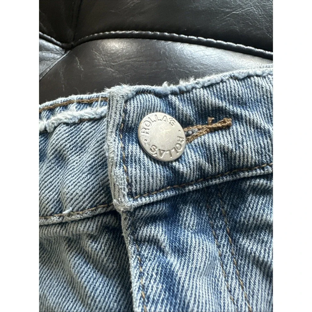 Rolla's Size 32 Dusters High Rise Slim Distressed Denim Jean‎ Shorts Light Wash